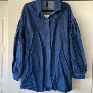 Blue Denim Button-Up oversized dress